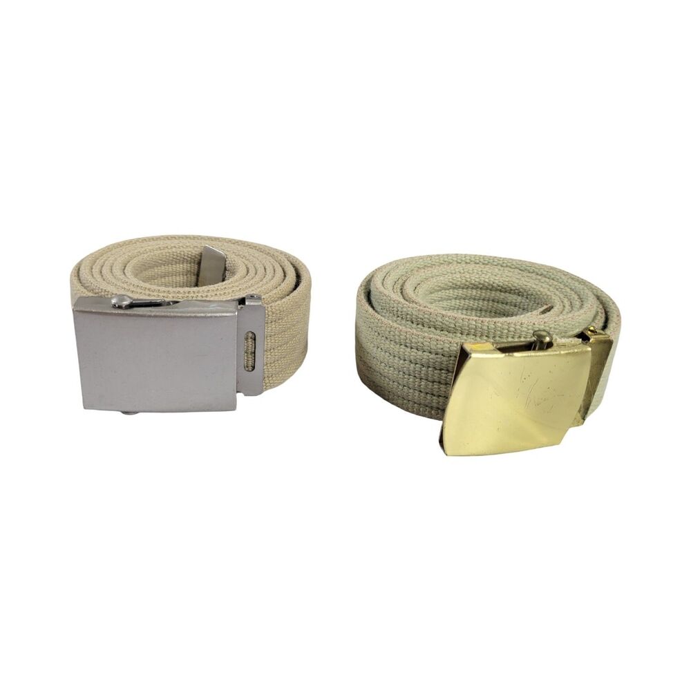 2 Adjustable Buckle Canvas Web Belts size 46/44 Khaki & Green